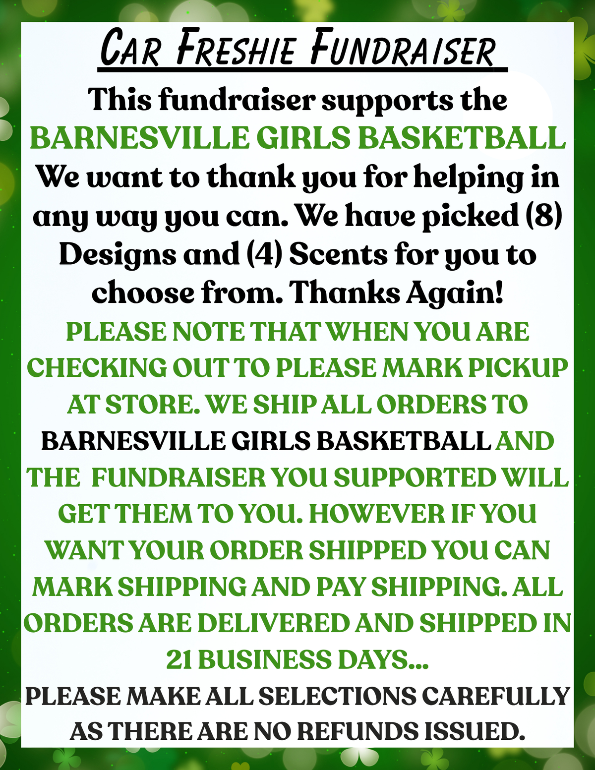 Barnesville Girls Basketball Freshie Fundraiser