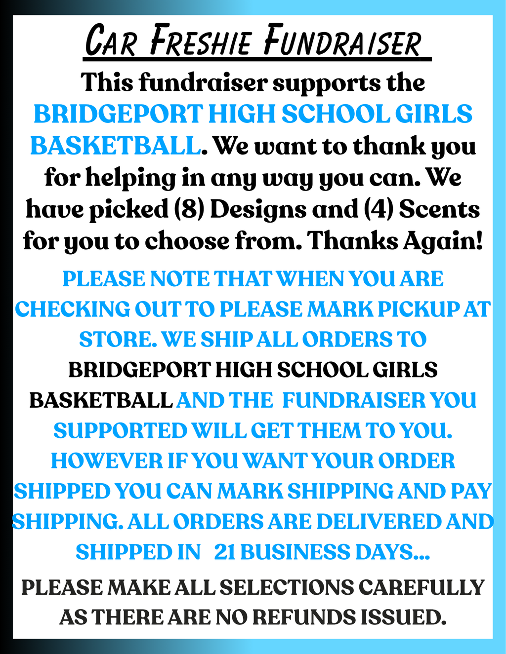 BRIDGEPORT HIGH SCHOOL GIRLS BASKETBALL FRESHIE FUNDRAISER