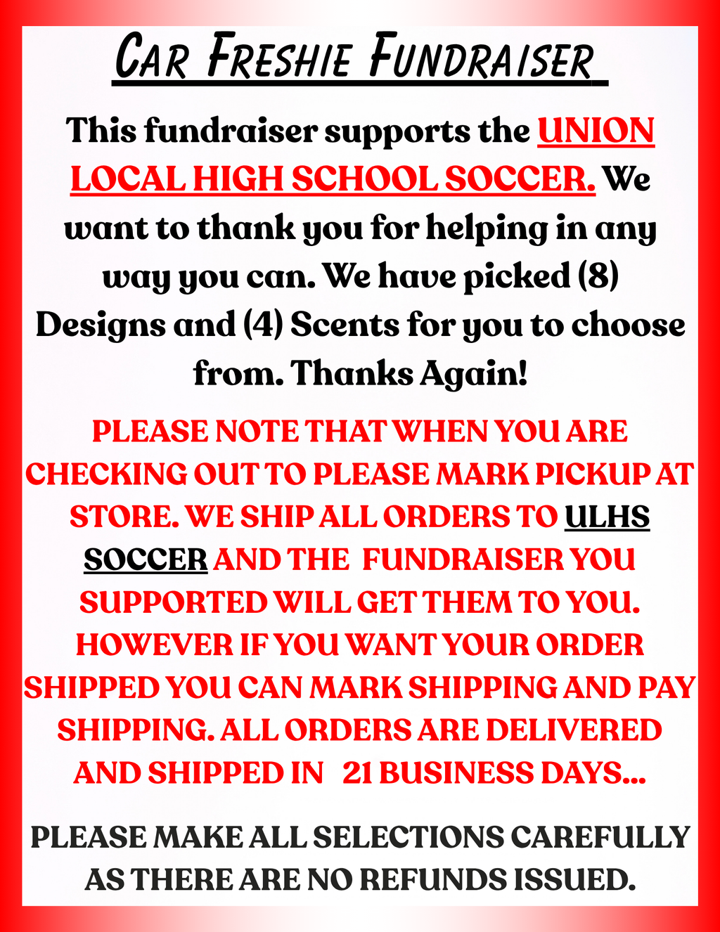 UNION LOCAL HIGH SCHOOL SOCCER FUNDRAISER