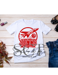 White Union Local Jets Basketball rocket graphic kids t-shirt with bold red design - Sass Chap Tots Boutique Ohio